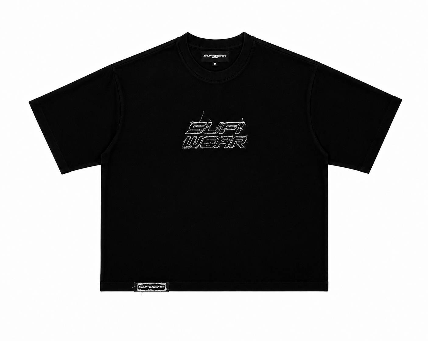 Distressed Patch Tee Black