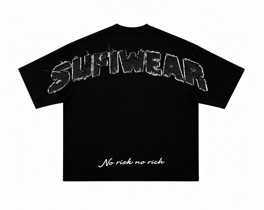 Distressed Patch Tee Black