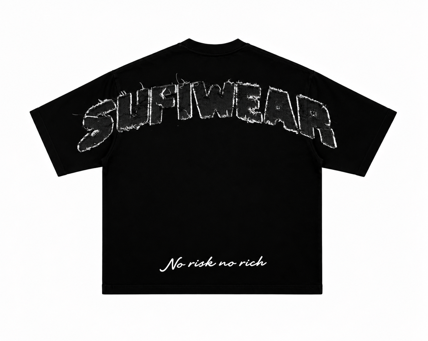 Distressed Patch Tee Black