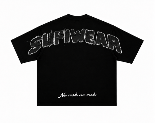 Distressed Patch Tee Black